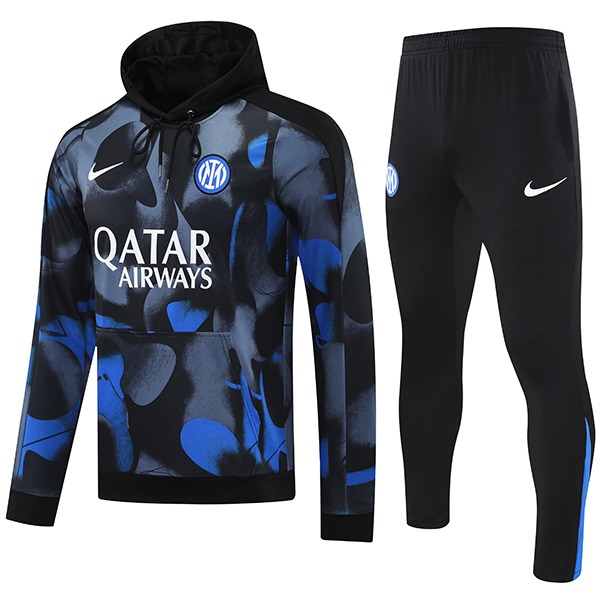 nuova inter milan insieme completo nero i giacca felpa cappuccio 2024-2025