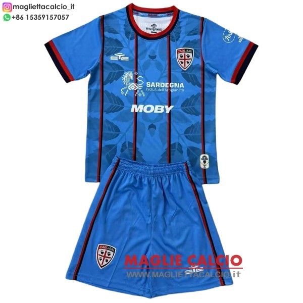 nuova terza maglietta cagliari calcio set completo bambino 2025-2026