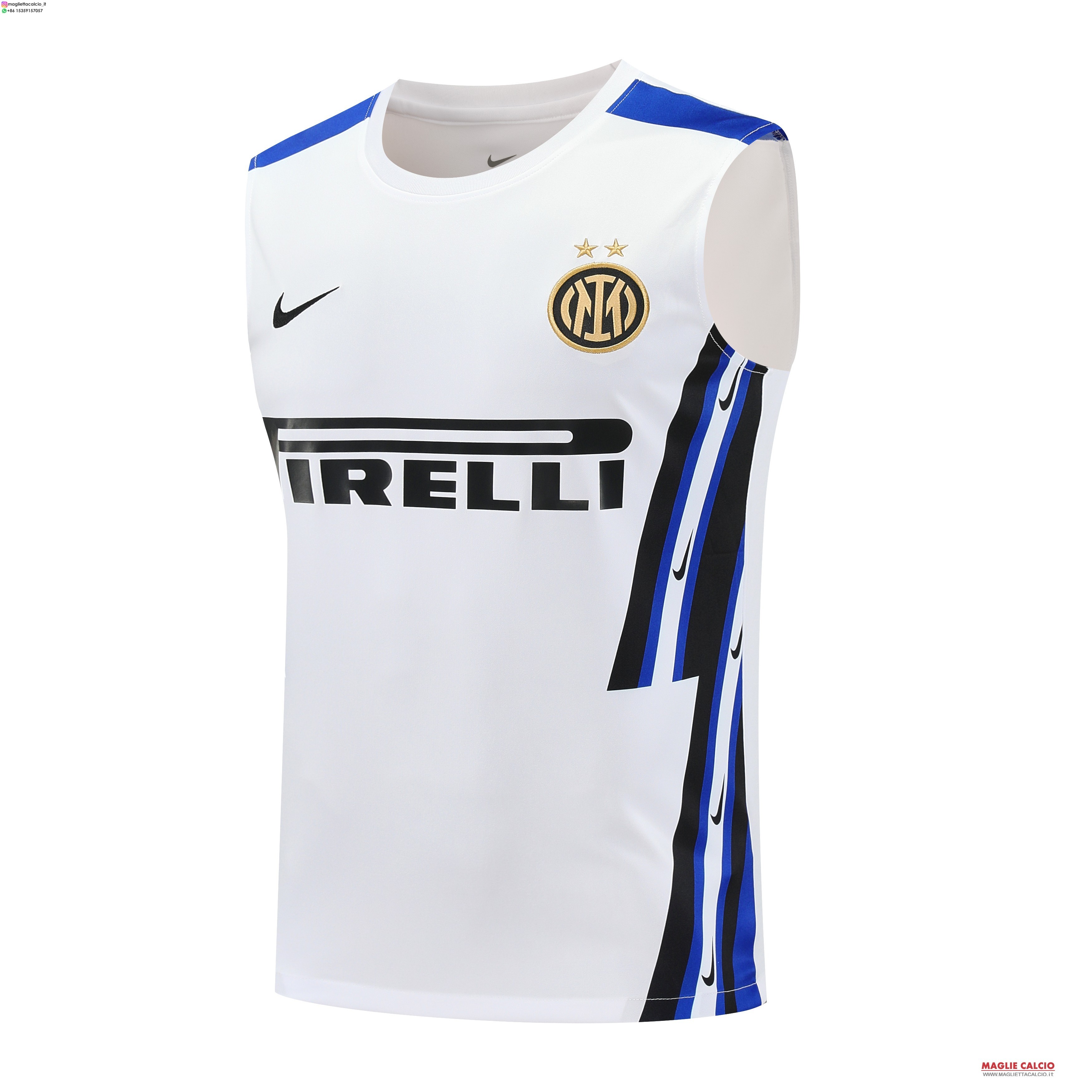 senza maniche formazione divisione magliette Inter Milan 2025-2026 Bianco Blu