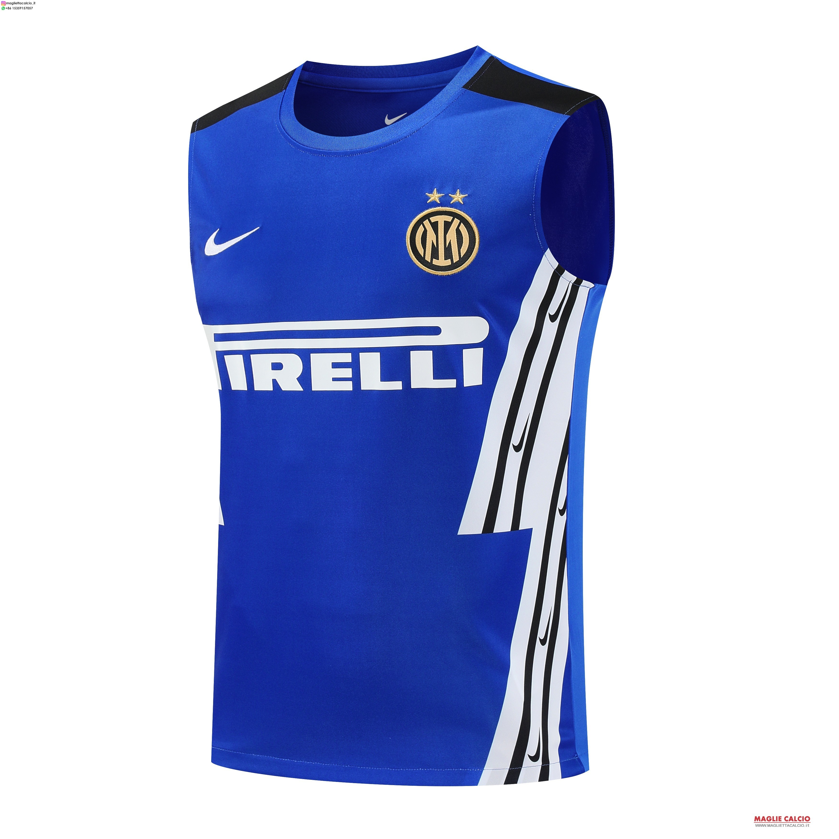 senza maniche formazione divisione magliette Inter Milan 2025-2026 Blu Bianco Nero
