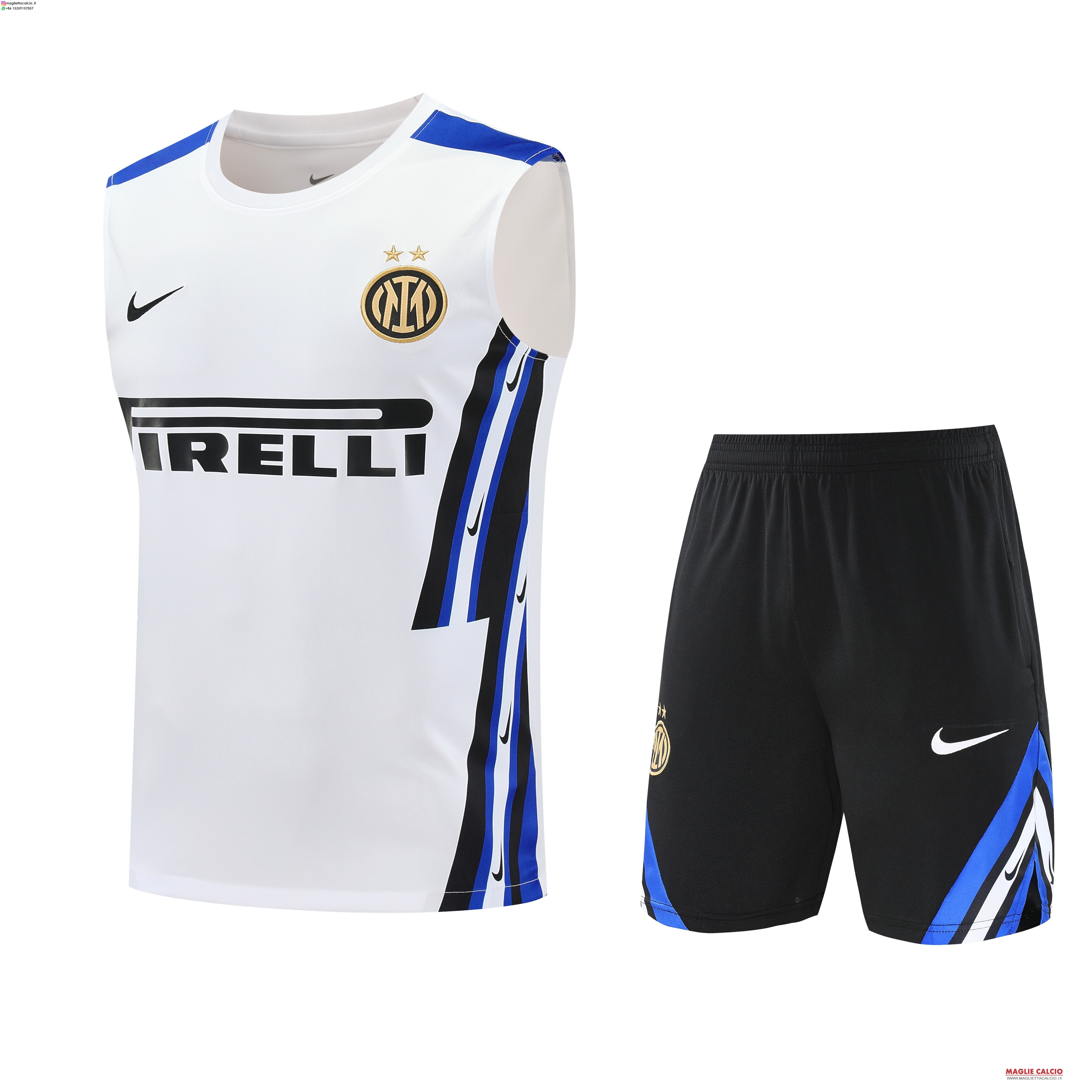 senza maniche formazione set completo divisione magliette inter milan 2025-2026 Bianco Blu Nero