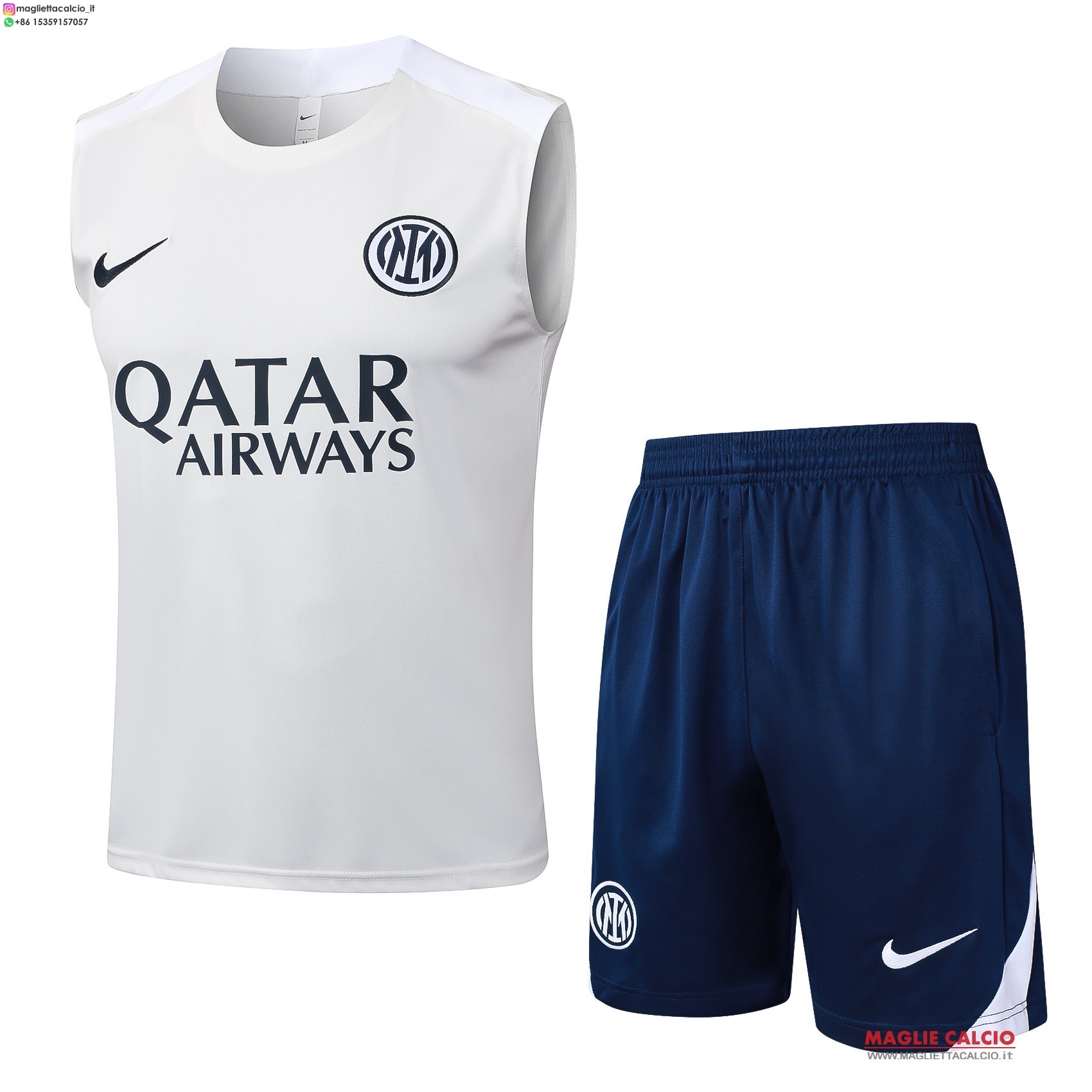 senza maniche formazione set completo divisione magliette inter milan 2025-2026 Bianco Blu