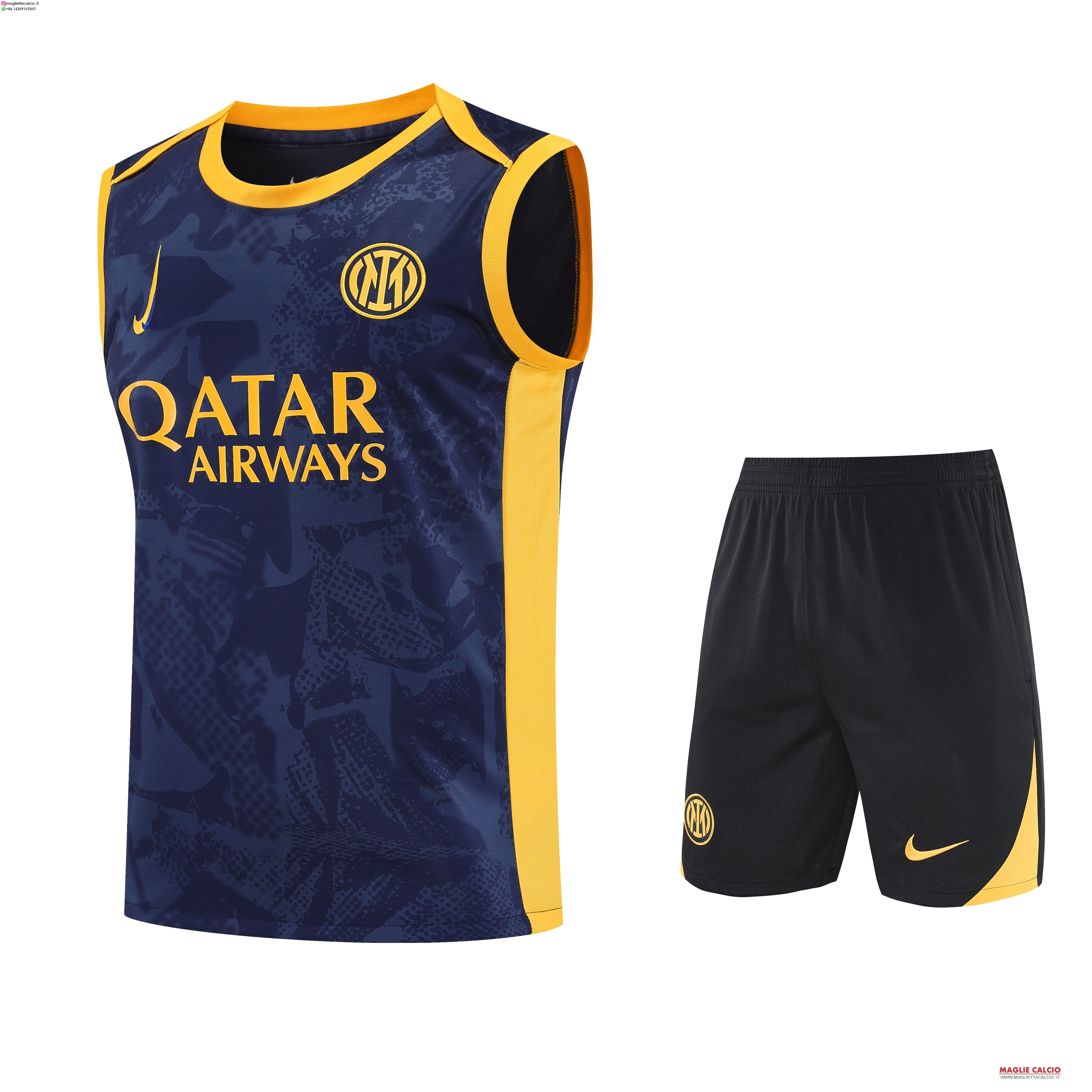 senza maniche formazione set completo divisione magliette inter milan 2025-2026 Blu Giallo