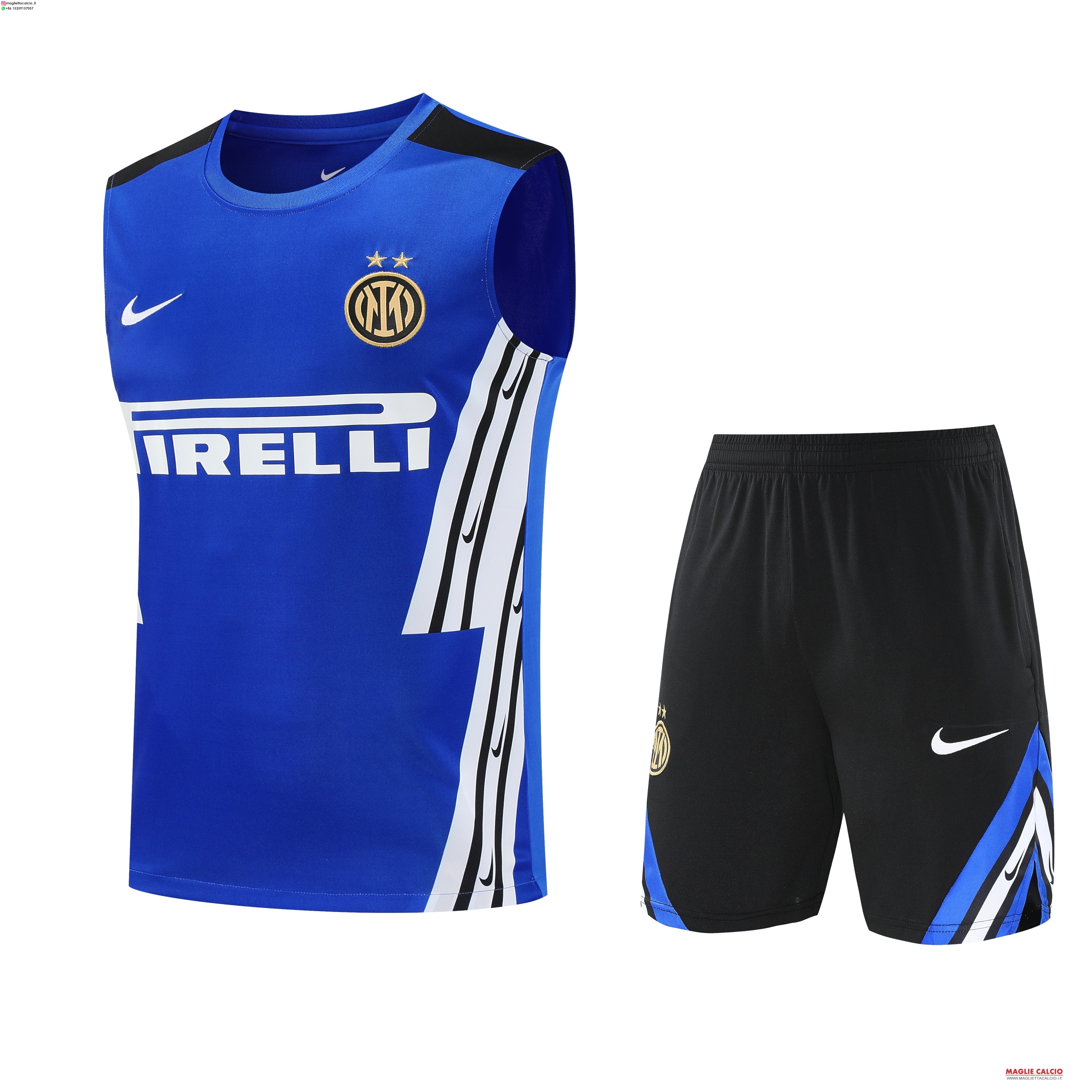 senza maniche formazione set completo divisione magliette inter milan 2025-2026 Blu Nero
