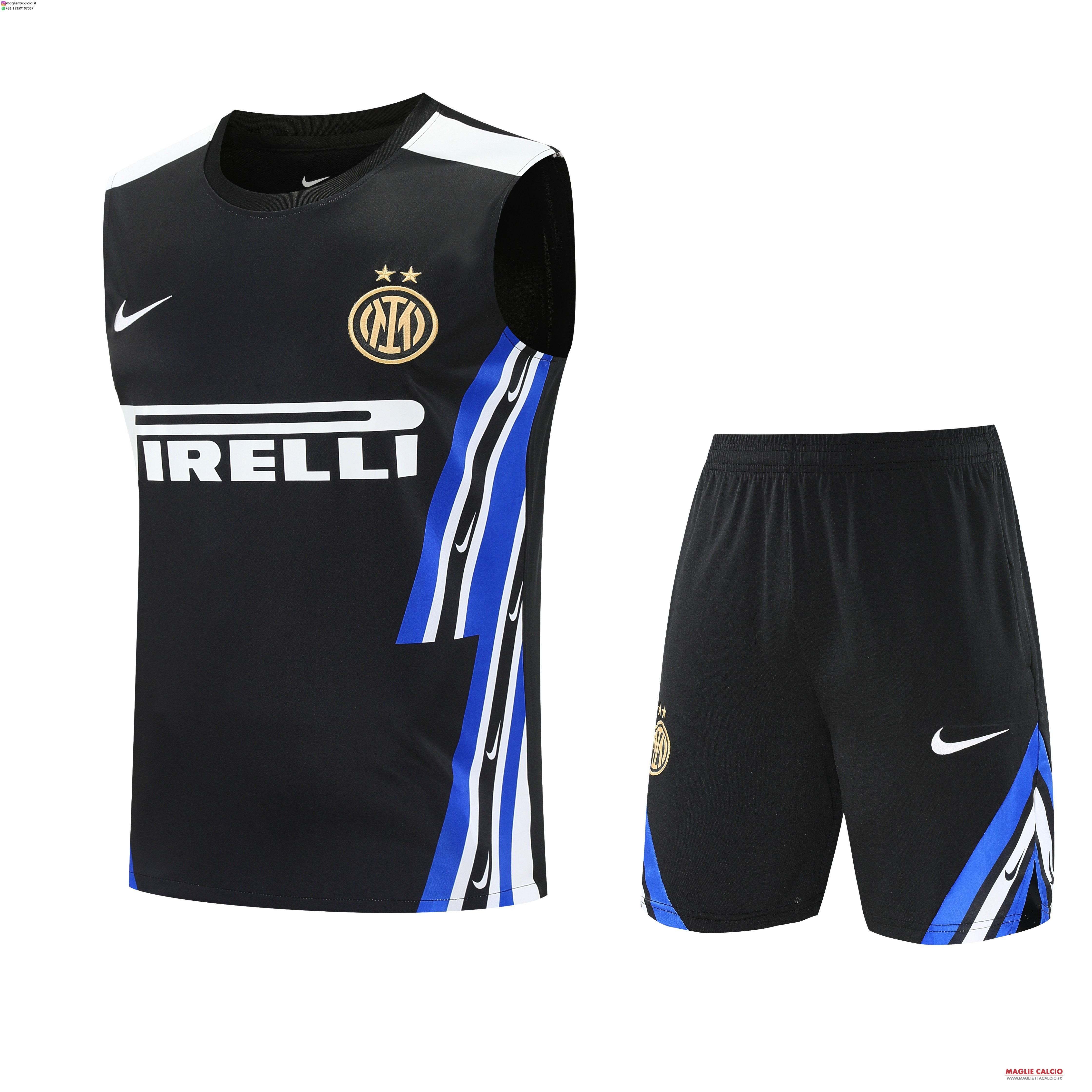 senza maniche formazione set completo divisione magliette inter milan 2025-2026 Nero Blu