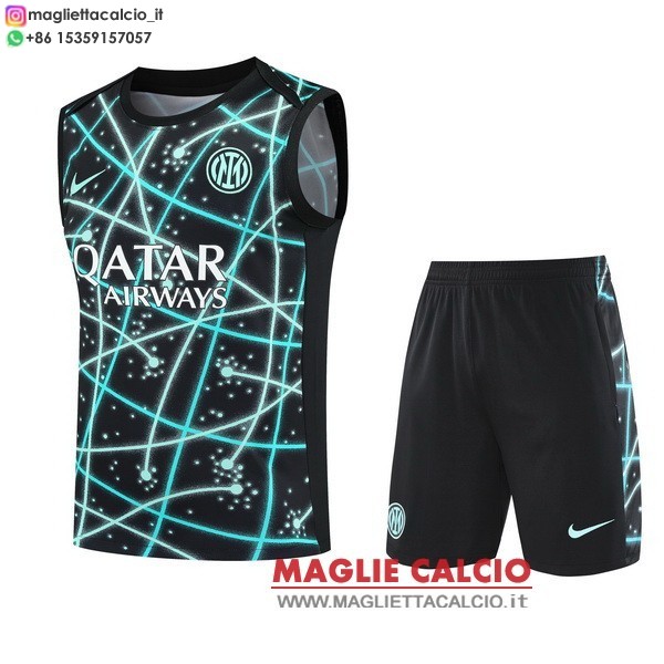 Senza Maniche formazione magliette inter milan set completo bambino 2025-2026 verde nero