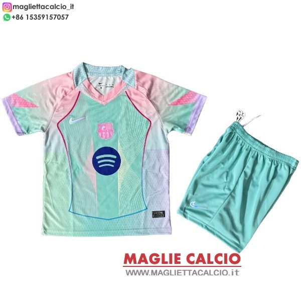 nuova Speciale magliette barcellona set completo bambino 2025-2026 Verde Rosa