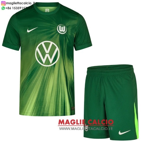 nuova prima magliette wolfsburgo set completo bambino 2025-2026