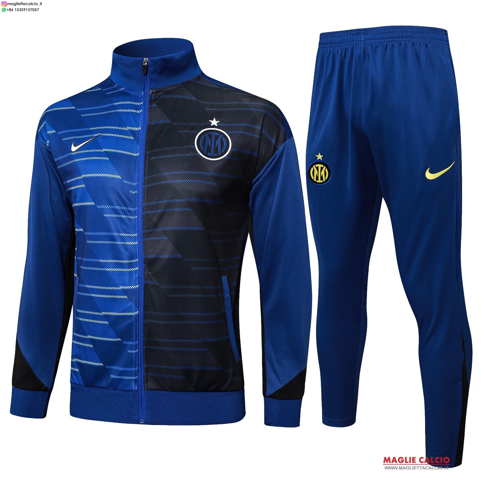 nuova inter miami insieme completo Blu Nero giacca lunga zip 2024-2025