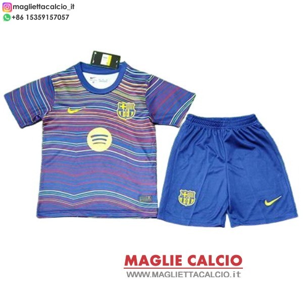 nuova Speciale magliette barcellona set completo bambino 2025-2026 Blu Giallo