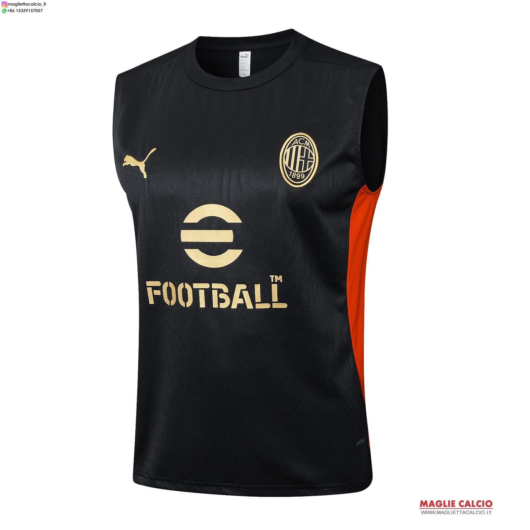 senza maniche formazione divisione magliette ac milan 2025-2026 Nero Rosso