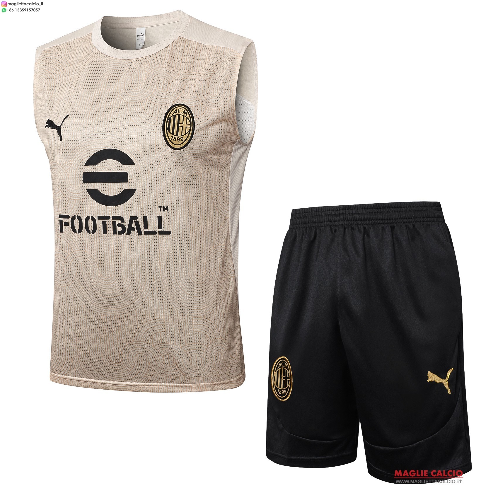 senza maniche formazione set completo divisione magliette ac milan 2025-2026 Giallo Nero