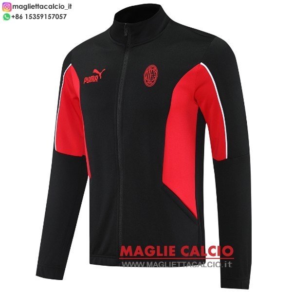 nuova ac milan nero rosso giacca lunga zip 2025-2026