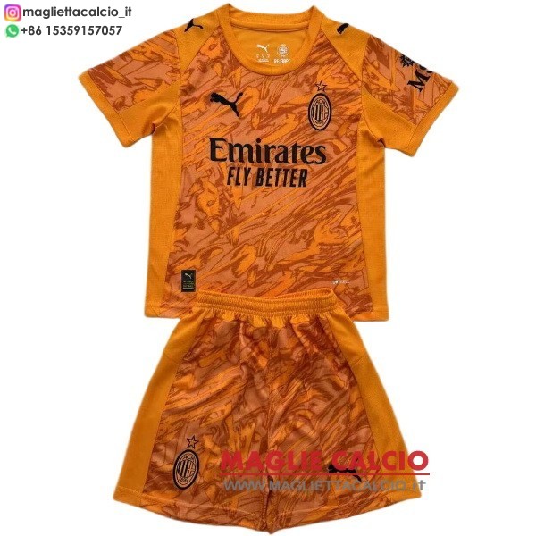 nuova portiere magliette ac milan set completo bambino 2025-2026 arancione