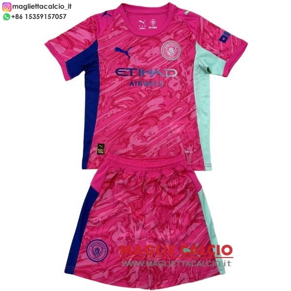 nuova portiere magliette manchester city set completo bambino 2025-2026 rosa