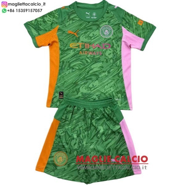 nuova portiere magliette manchester city set completo bambino 2025-2026 verde