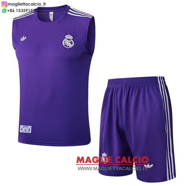 nuova senza maniche magliette set completo real madrid formazione 2025-2026 Purpureo