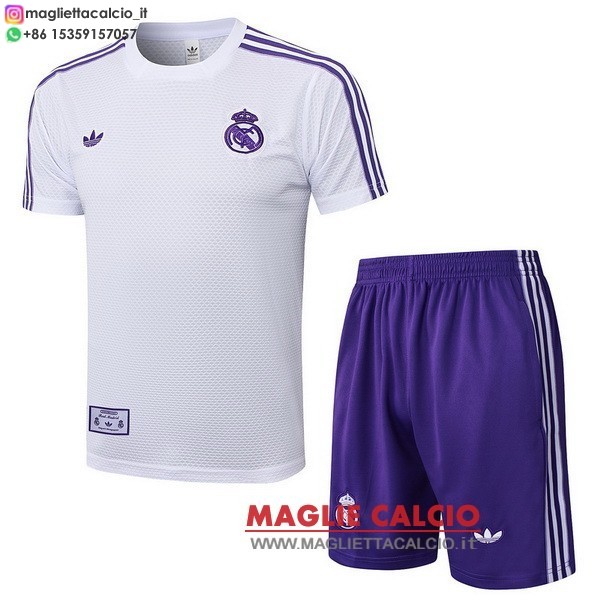 nuova formazione magliette set completo real madrid formazione 2025-2026 Bianco Purpureo