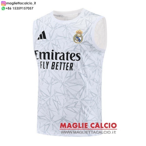 nuova senza maniche magliette real madrid formazione 2025-2026 Bianco Nero