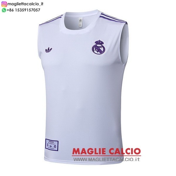 nuova senza maniche magliette real madrid formazione 2025-2026 Bianco Purpureo
