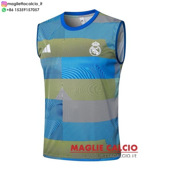 nuova senza maniche magliette real madrid formazione 2025-2026 Blu Giallo