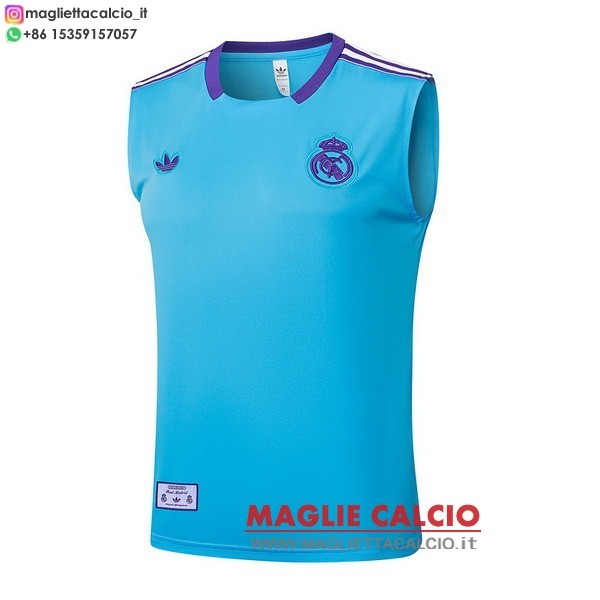 nuova senza maniche magliette real madrid formazione 2025-2026 Blu Purpureo