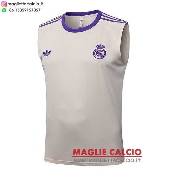 nuova senza maniche magliette real madrid formazione 2025-2026 Giallo Purpureo