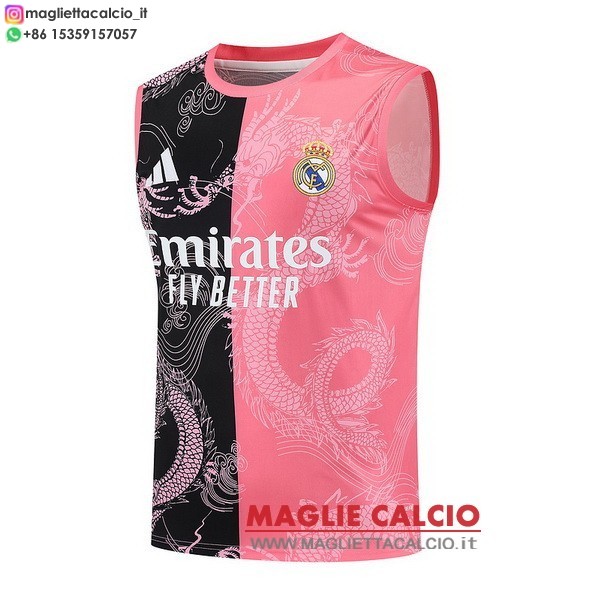nuova senza maniche magliette real madrid formazione 2025-2026 Nero Rosa