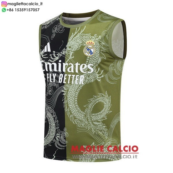 nuova senza maniche magliette real madrid formazione 2025-2026 Nero Verde