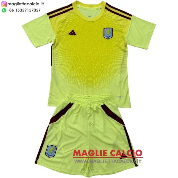 nuova portiere maglietta aston villa set completo bambino 2025-2026 giallo