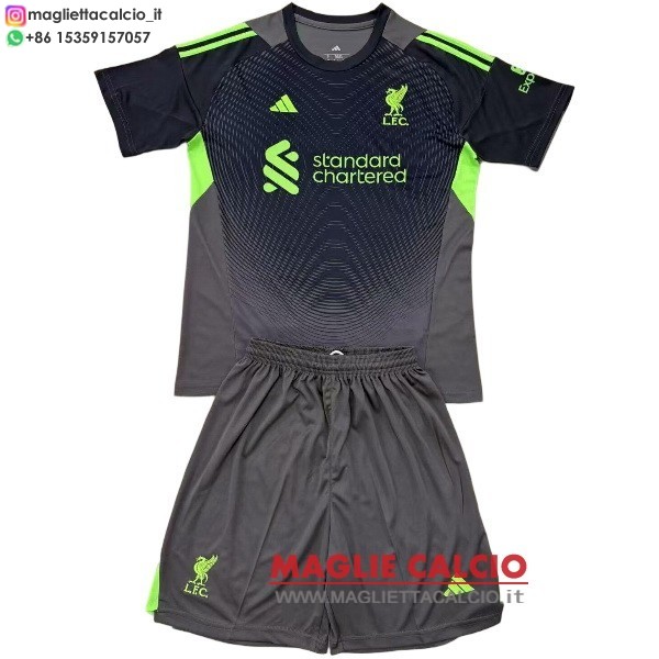 nuova portiere magliette liverpool set completo bambino 2025-2026 nero