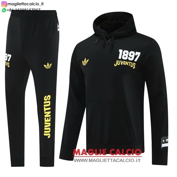 nuova juventus Nero insieme completo felpa cappuccio 2024-2025