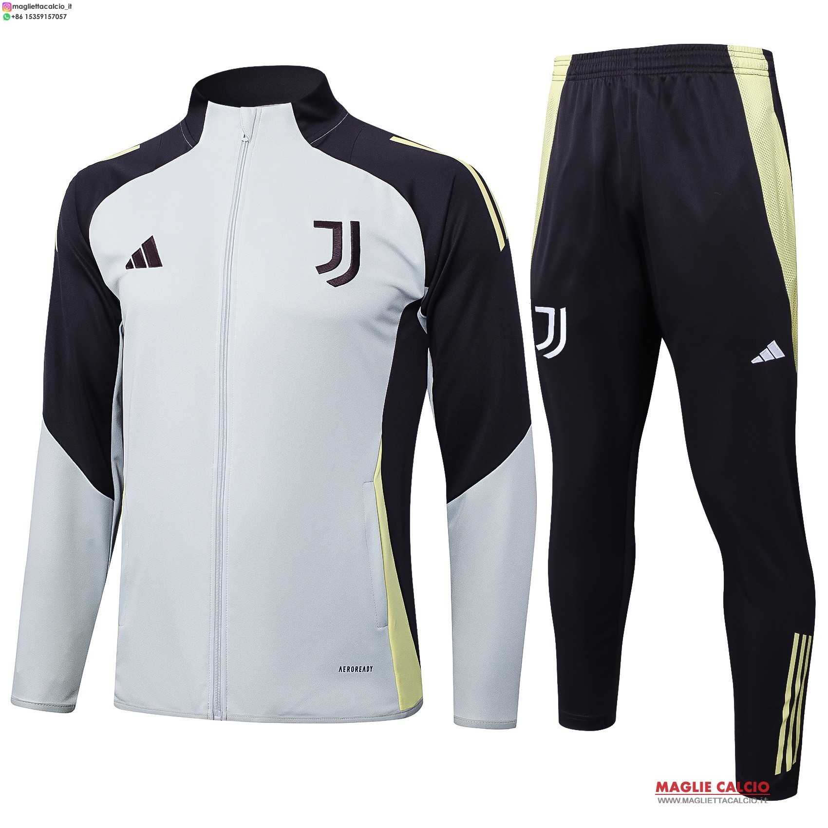 nuova juventus insieme completo Grigio Nero bambino Giacca Lunga Zip 2025-2026