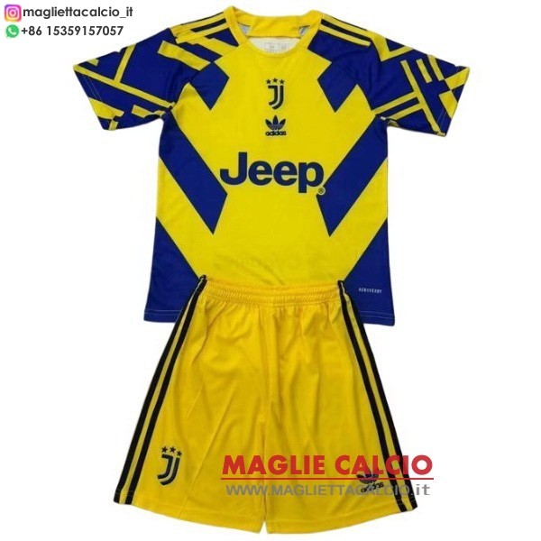 speciale magliette juventus set completo bambino 2025-2026 giallo blu