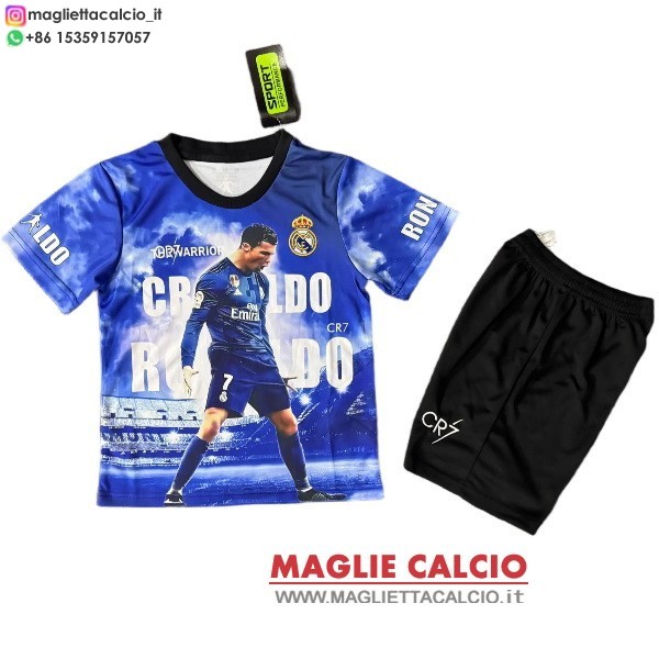 nuova speciale maglietta real madrid set completo bambino 2025-2026 blu nero