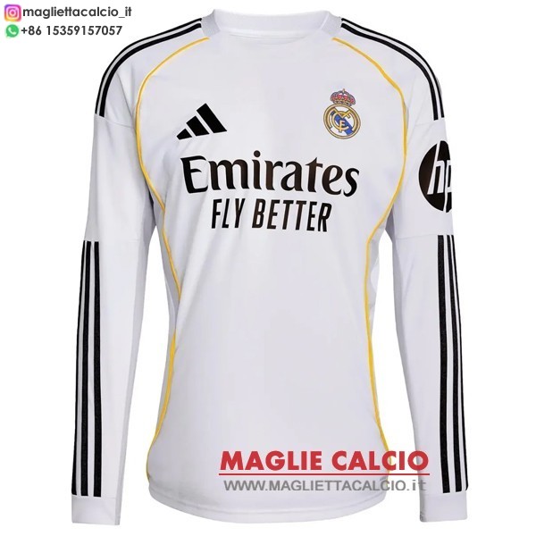 tailandia nuova prima manica lunga divisione magliette real madrid 2025-2026