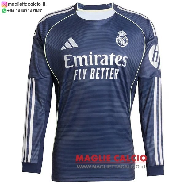 tailandia nuova seconda manica lunga divisione magliette real madrid 2025-2026