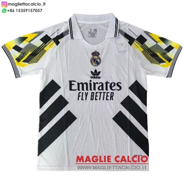 tailandia nuova speciale divisione magliette real madrid 2025-2026 bianco giallo nero