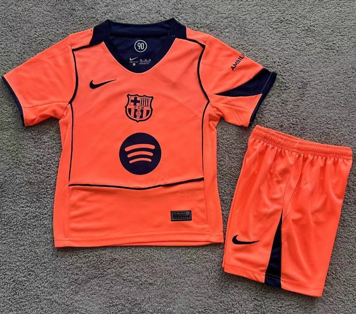 nuova terza magliette barcellona set completo bambino 2025-2026