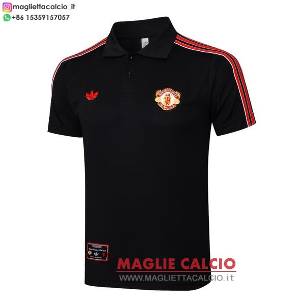 manchester united nero rosso magliette polo nuova 2025-2026