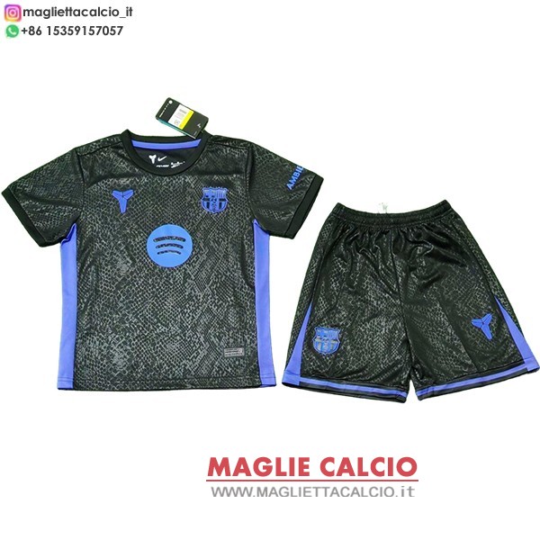 nuova speciale magliette barcellona set completo bambino 2025-2026 nero purpureo