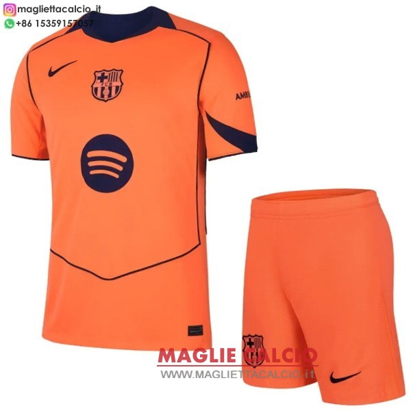 nuova terza magliette barcellona set completo bambino 2025-2026