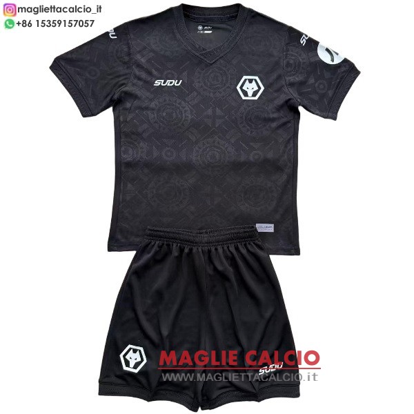 nuova portiere magliette wolves set completo bambino 2025-2026 nero