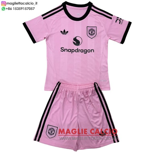 nuova portiere maglietta manchester united set completo bambino 2025-2026 rosa