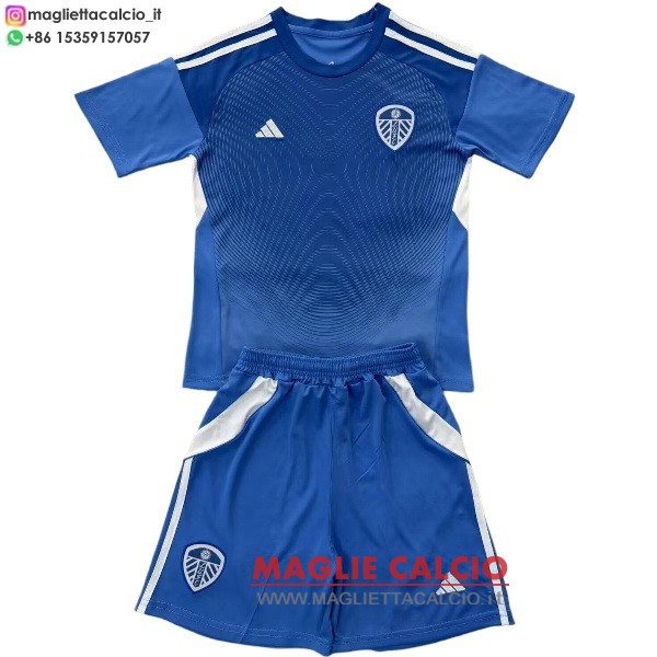 nuova portiere magliette set completo leeds united bambino 2025-2026 blu