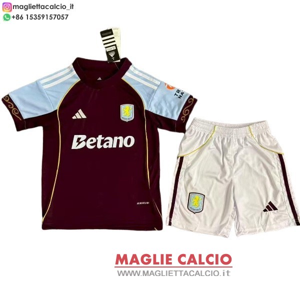 nuova prima maglietta aston villa set completo bambino 2025-2026
