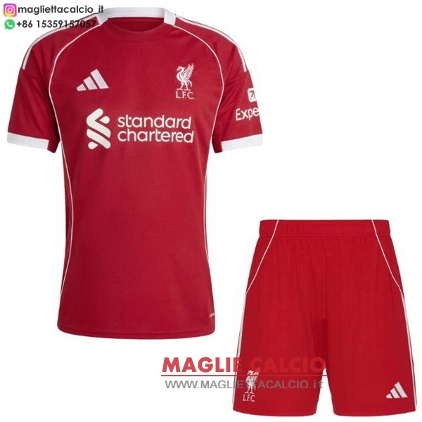nuova prima magliette liverpool set completo bambino 2025-2026
