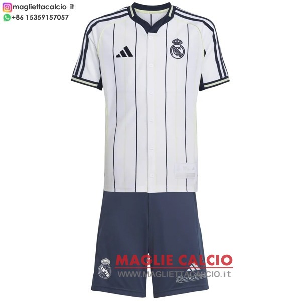 nuova speciale maglietta real madrid set completo bambino 2025-2026 bianco