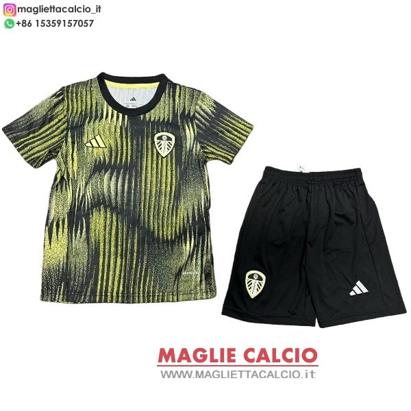 nuova speciale magliette set completo leeds united bambino 2025-2026 giallo verde