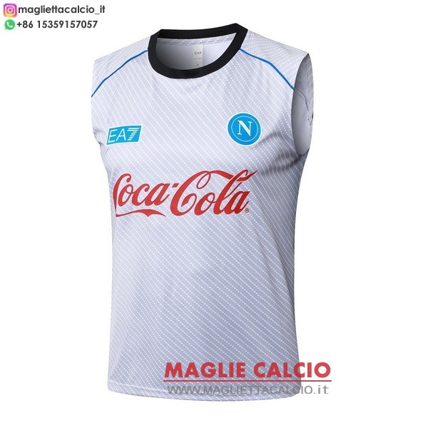 nuova formazione senza maniche divisione magliette napoli 2025-2026 bianco blu